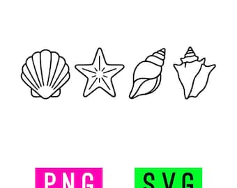 Minimalistische schelpcontouren (zwart/wit) png + SVG | ArtPush