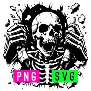 Scheletro che sfonda il muro SVG + PNG / ArtPush