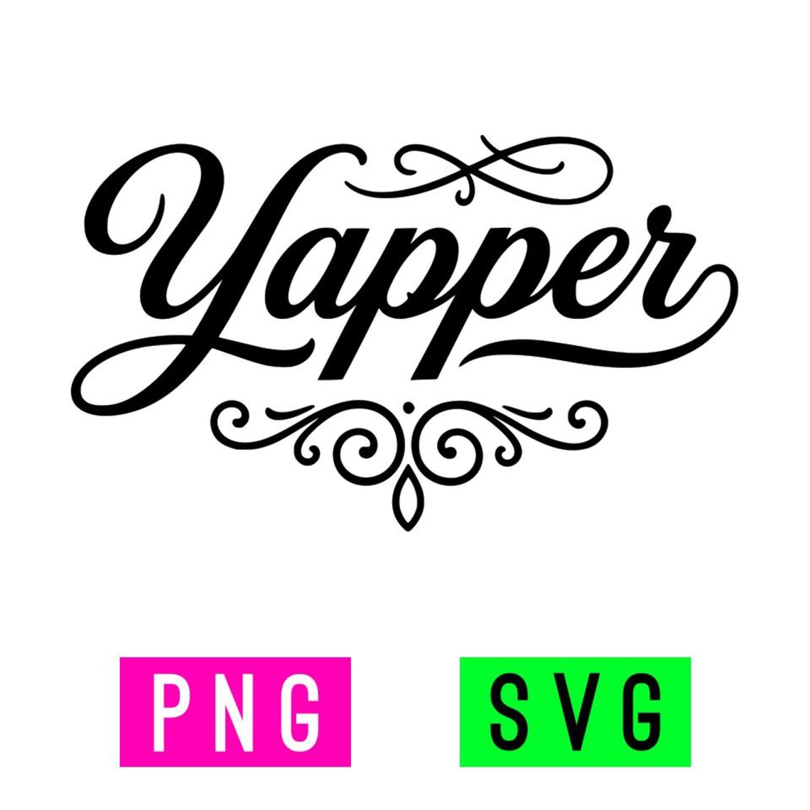 Yapper Design Yapper Calligraphy Design (black/white) PNG + SVG | Artpush - Etsy