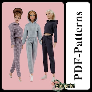 PDF Pattern GymSuit for 11 1/2 Fashion Royalty FR2 Pivotal, Repro, Curvy, Made-to-Move, Silkstone barbie doll no instructions by Elenpriv image 1