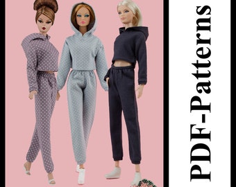 PDF Pattern GymSuit for 11 1/2" Fashion Royalty FR2 Pivotal, Repro, Curvy, Made-to-Move, Silkstone barbie doll (no instructions) by Elenpriv