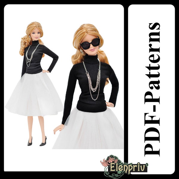 PDF Pattern Turtleneck for 11 1/2″ Poppy Parker, Pivotal, Repro, Made-to-Move, Silkstone Barbie doll (no instructions) by Elenpriv