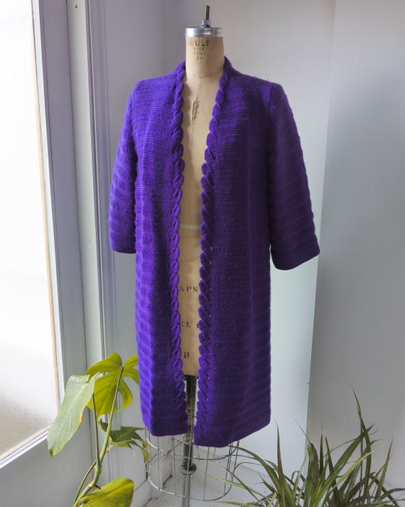 60s Ultraviolet Wool Loop Knit Duster