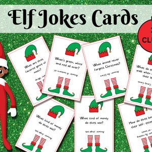 Chistes de Elfos de Navidad imprimibles, Notas de Elfos, Accesorios de Elfos, Accesorios de Elfos, Actividades de Elfos, Chistes de Navidad, Acertijos de Navidad, Chistes para Niños