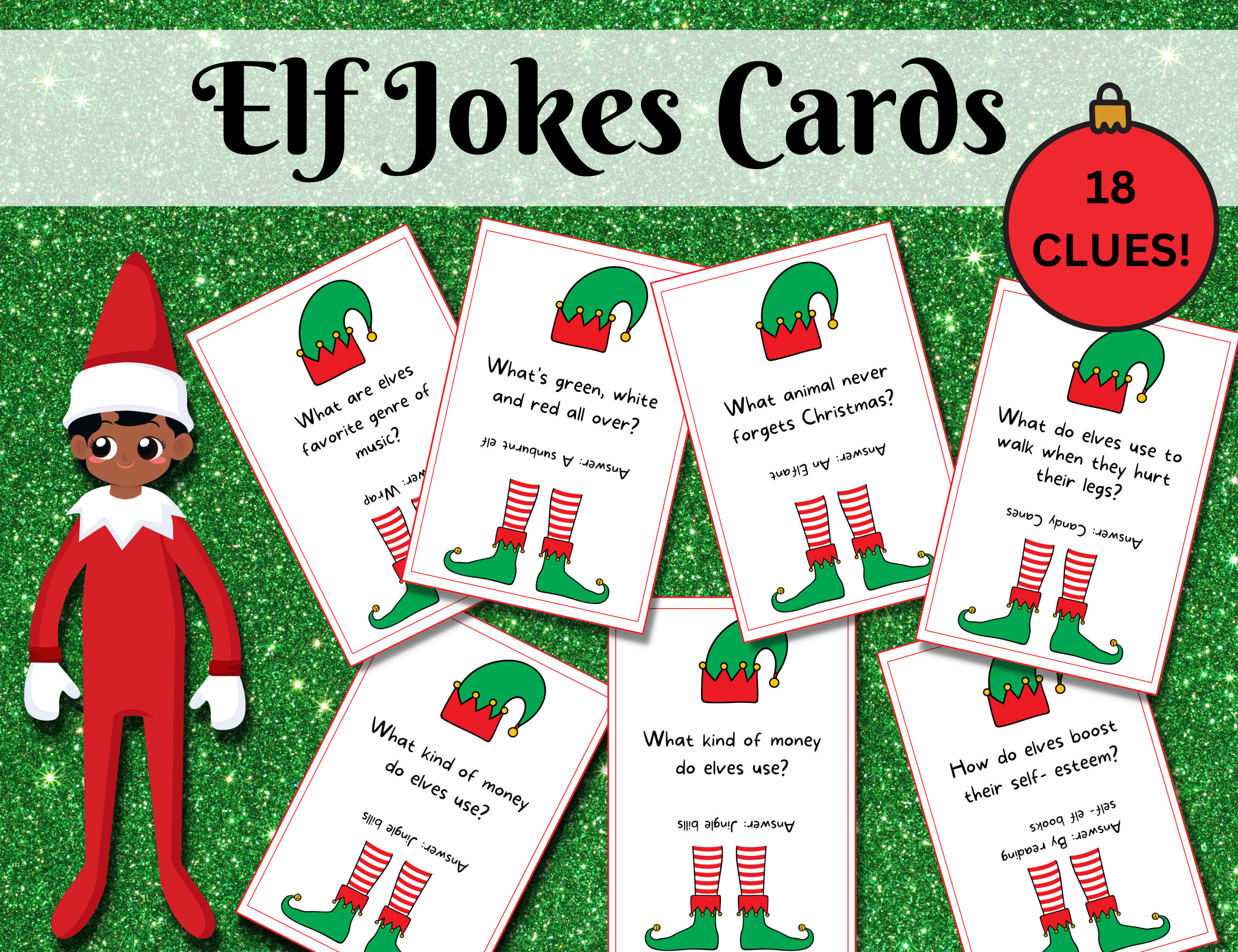 Printable Christmas Elf Jokes, Elf Notes, Elf Props, Elf Accessories