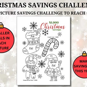 Christmas Savings Challenge, A4 Size, Christmas Budget, Christmas Savings Tracker, Christmas Budget Planner, 1000 Dollar Savings Challenge