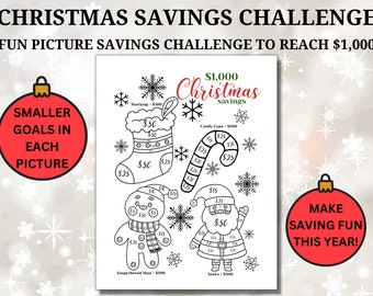 Christmas Savings Challenge, A4 Size, Christmas Budget, Christmas Savings Tracker, Christmas Budget Planner, 1000 Dollar Savings Challenge