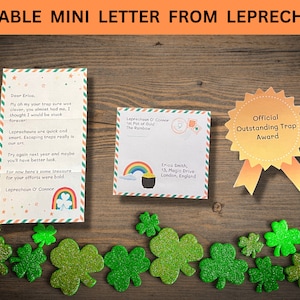 Carta editable de duende, trampa para duendes, cebo para duendes, carta personalizable, carta personalizada, día de San Patricio para niños, A4