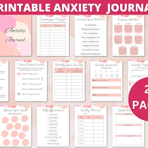 Printable Anxiety Journal, Mental Health, Self Care Journal, Anxiety Relief, Therapy Journal, Wellness Planner, Guided Journal, A4, A5