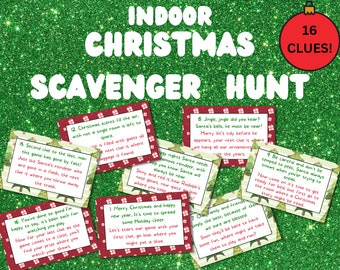Indoor Christmas Scavenger Hunt Game, Christmas Treasure Hunt Game, Printable Christmas Game, Digital Download, Christmas Activity For Kids