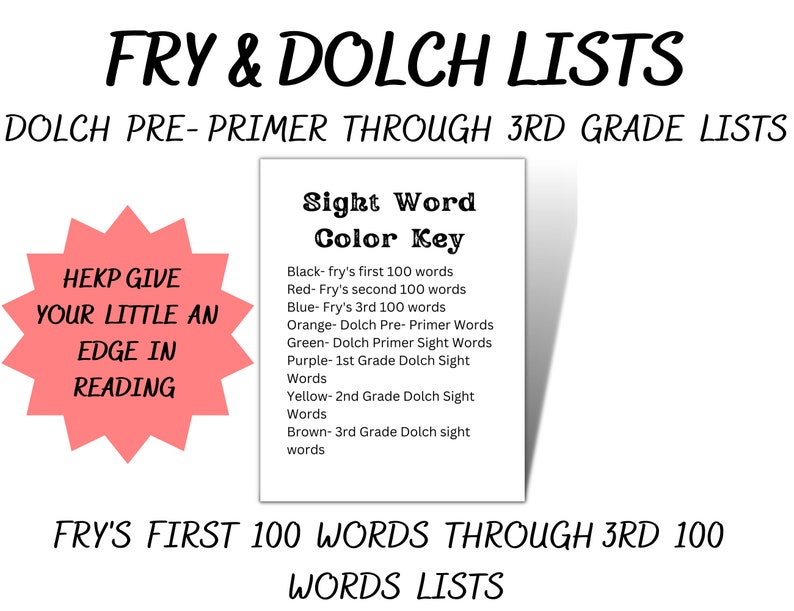 Sight Word Flash Cards Preprimer to 3rd Grade Levels Learn Etsy