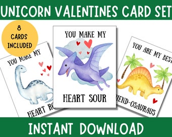 Printable Dinosaur Valentines, Dinosaur Valentine Tags, Class Valentine Cards, Preschool Valentine, Toddler Valentine, Valentine Exchange