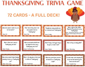 Thanksgiving Trivia Card Game, Thanksgiving Dinner, Friendsgiving Game, Thanksgiving Quiz, Office Party Game, Thanksgiving Entertainment