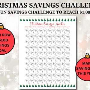 Christmas Savings Challenge, A4 Size, Christmas Budget, Christmas Savings Tracker, Christmas Budget Planner, 1000 Dollar Savings Challenge