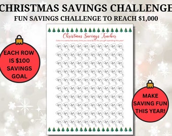 Christmas Savings Challenge, A4 Size, Christmas Budget, Christmas Savings Tracker, Christmas Budget Planner, 1000 Dollar Savings Challenge