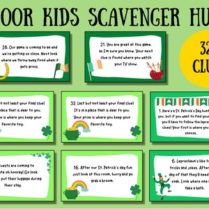 Indoor St Patricks Day Scavenger Hunt Game, Treasure Hunt Clues, Printable St Patricks Day Game, St Patricks Day Activity For Kids