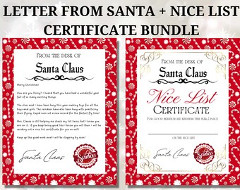 Carta de Santa Claus, Tamaño A4, Certificado de Lista de Niza, Lista Oficial de Niza, Correo Oficial del Polo Norte, Correo de Santa, Carta de la Mañana de Navidad