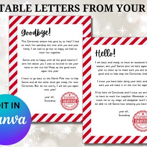 Cartas de despedida y regreso de elfo navideño editables, cartas de elfo, carta de elfo navideño, accesorios de elfo, carta de elfo de estante, carta de elfo para niño