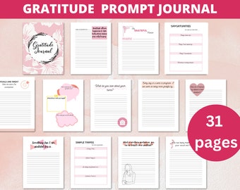 Printable Gratitude Journal, Self Care Journal Mental Health, Grateful Mindset, Prompt Journal, Wellness Journal, Self Love Journal, A4, A5