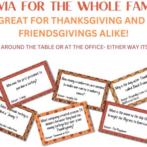 Thanksgiving Trivia Card Game, Thanksgiving Dinner, Friendsgiving Game, Thanksgiving Quiz, Office Party Game, Thanksgiving Entertainment image 2