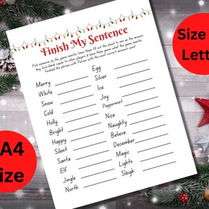 Adult Christmas Phrase Game, Finish The Christmas Phrase, Christmas Family Game, Adult Christmas Game, Holiday Party Printable, Office Party