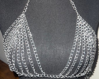 Silver Chain Bra Top – Festivals, Raves, Coachella outfit