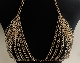 Gold Chain Bra Top – Festivals, Raves, Coachella outfit