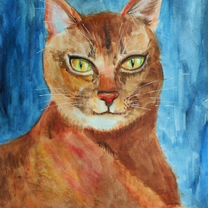 Dipinto originale personalizzato "Gatto rosso" su carta, dipinto da Vedrina.ART, opera d'arte astratta, luminosa e colorata, da appendere alla casa, regalo moderno.