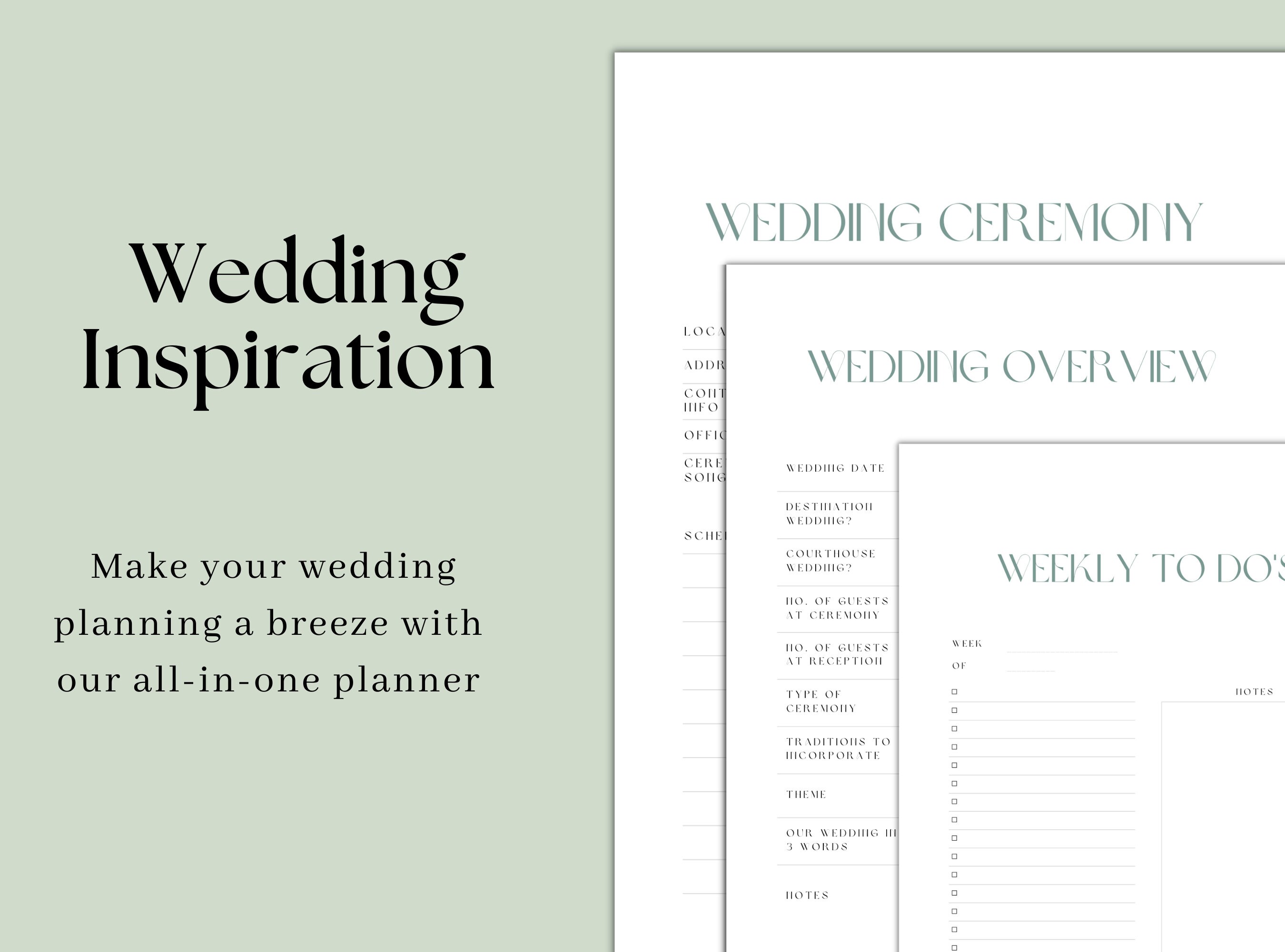 Wedding Planner Printable, Printable Wedding Planner Kit, Wedding Binder Template, Wedding ...
