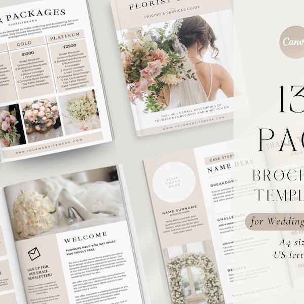 Wedding Florist Brochure Pricing Guide, Editable CANVA template for florists, Florist Brochure, Business Marketing Download Neutral - SB001