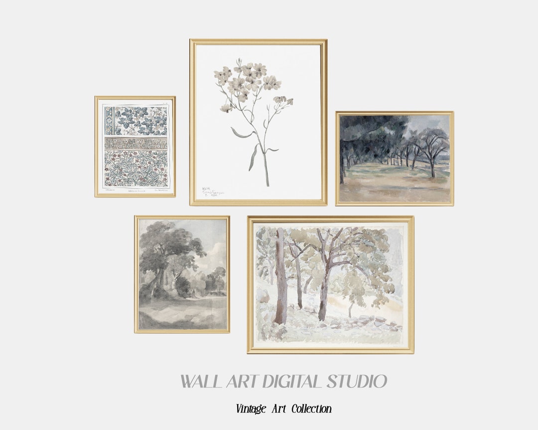 Printable Vintage Wall Art Set, Warm Gallery Wall Print Set, Modern ...