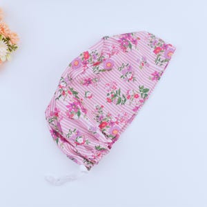 Floral Euro Scrub Cap for Women, Flower Euro Scrub Cap, Surgical cap Satin Lined Option,scrub caps for women euro style,silk lined scrub cap