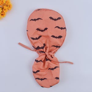 Halloween Ponytail scrub cap, Bat Scrub caps, surgeon Surgical cap, Bat scrub caps for Women, Satin lined Scrub Cap,