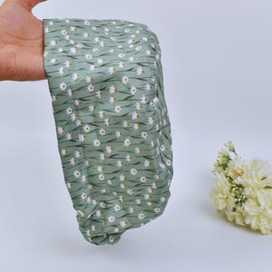 Green Floral Euro Scrub Cap: Satin Lined Cotton Surgical Hat