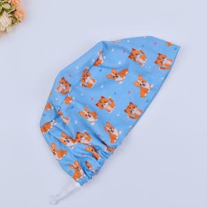 Kitten Print Euro Scrub Cap: Cotton Surgical Hat, Satin Lined Option