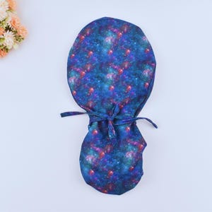 Galaxy Ponytail Scrub Cap: Satin Lined Cotton Surgical Hat
