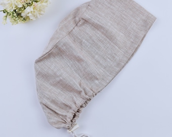 Linen Euro Scrub Cap: Adjustable Toggle, Satin Lined Option