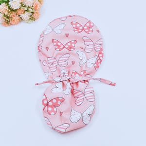Butterfly Ponytail Scrub Cap: Cotton Surgical Hat, Satin Lined Option
