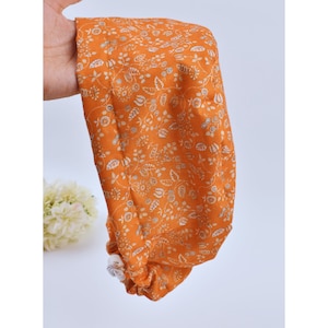 Floral Euro Scrub Cap: Orange Surgical Hat with Satin Lining