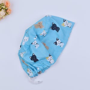 Black Cat Euro Scrub Cap: Satin-Lined Ponytail Surgical Cap
