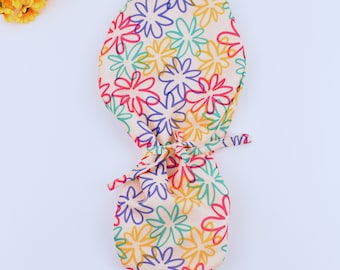 Floral Ponytail Scrub Cap, Summer ponytail scrub cap for women, Ponytail scrub cap, Scrub cap for women, surgical cap, nurse scrub cap