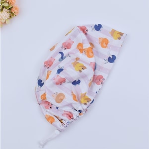 Cute Cat Euro Scrub Cap, Cat Surgical cap Satin Lined Option, Cat Ponytail scrub Cap for Women, Surgical cap, Satin lined scrub cap.