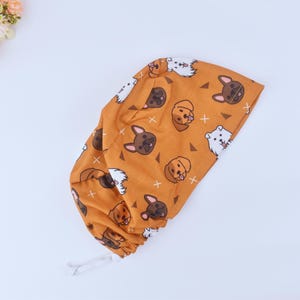 Dog Print Euro Scrub Cap: Satin Lined Cotton Surgical Cap