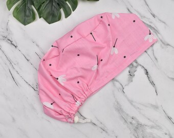 Gorro quirúrgico floral europeo: gorro quirúrgico de algodón con forro de satén