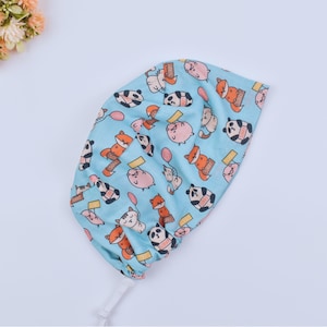 Cute Pet Euro Scrub Cap, Surgical cap Satin Lined Option, Cat Ponytail scrub Cap for Women, Surgical cap, Satin lined scrub cap.