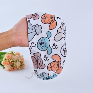 Cartoon Puppy Euro Scrub Cap: Satin Lined Cotton Surgical Hat
