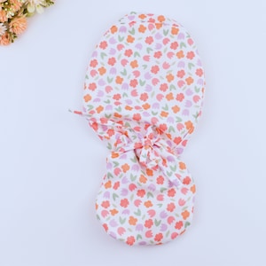 Flowers Ponytail scrub cap, Surgical cap women. Satin Lined Option Surgical cap with ponytail, Scrub cap for women, Satin Lined scrub cap.