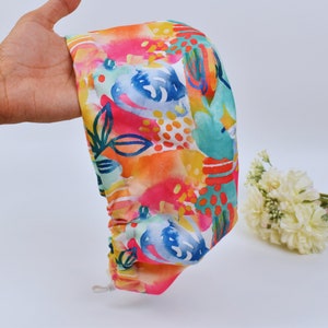 Scrub cap with regulator, surgical caps, scrub hats for women High quality Premium cotton nurse hat, Watercolor flower, Satin Lined cap.
