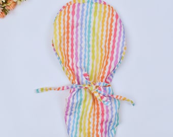 Badmuts met regenboog paardenstaart: chirurgische katoenen muts met satijnen voering