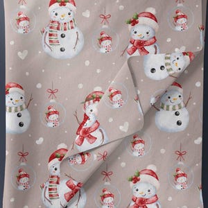 Christmas Snowman Scrub Cap: Cotton Nurse Hat, Ponytail or Euro Style